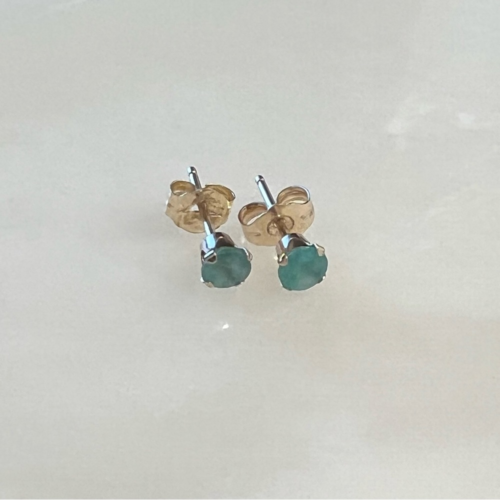 Petite 10k Gold Jadeite Stud Earrings
